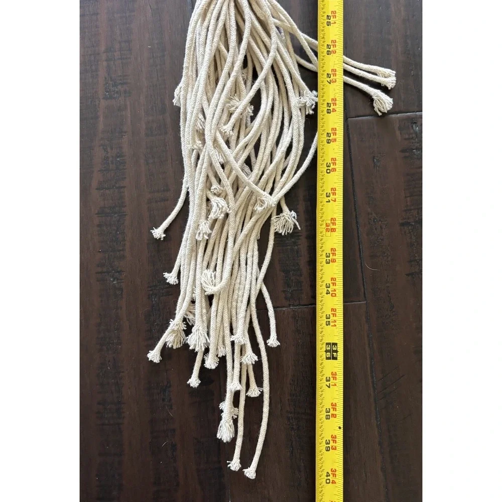 Handmade Macrame Hanging Plant Holder Hanger Wood Beads MCM Boho